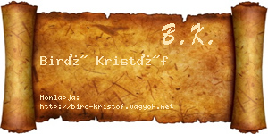 Biró Kristóf névjegykártya